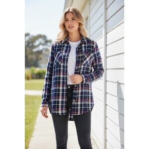 *JACH'S* Girlfriend Plaid Flannel Button-Down Shirt Women's Size Medium